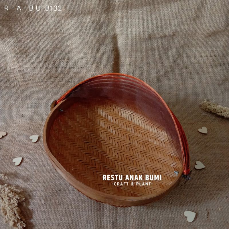 Promo (B132) Tudung Saji Bambu Oval Tinggi 27x22cm|Wadah Snack|Tempat Kue|Wadah Kue|Hantaran|Seserah