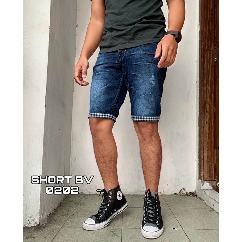 Celana pendek sobek pria ripped jeans Black Viper short jeans import terbaru termurah terpopuler korean style