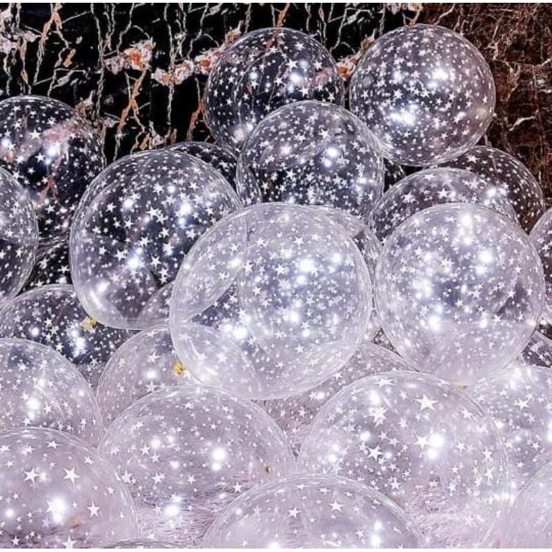 BALON LATEX BINTANG TRANSPARAN ECER / BALON LATEX TRANSPARAN BINTANG ECER / BALON BINTANG / BALON TR