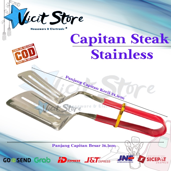 Capitan Steak / Roti / Makanan Stainless Gagang Plastik