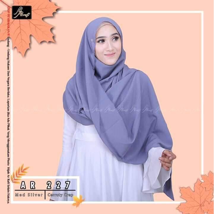Hijab Arrafi Terbaru AR 227 Pashmina Instan Jumbo Polos Bahan Ceruty Crep Hasenna Hijab