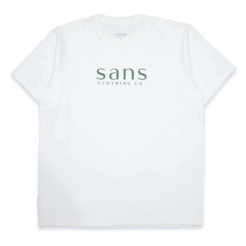 SANVANINA Kaos Putih Logo Sans Hijau Army | D-07 Sans Tee White Army