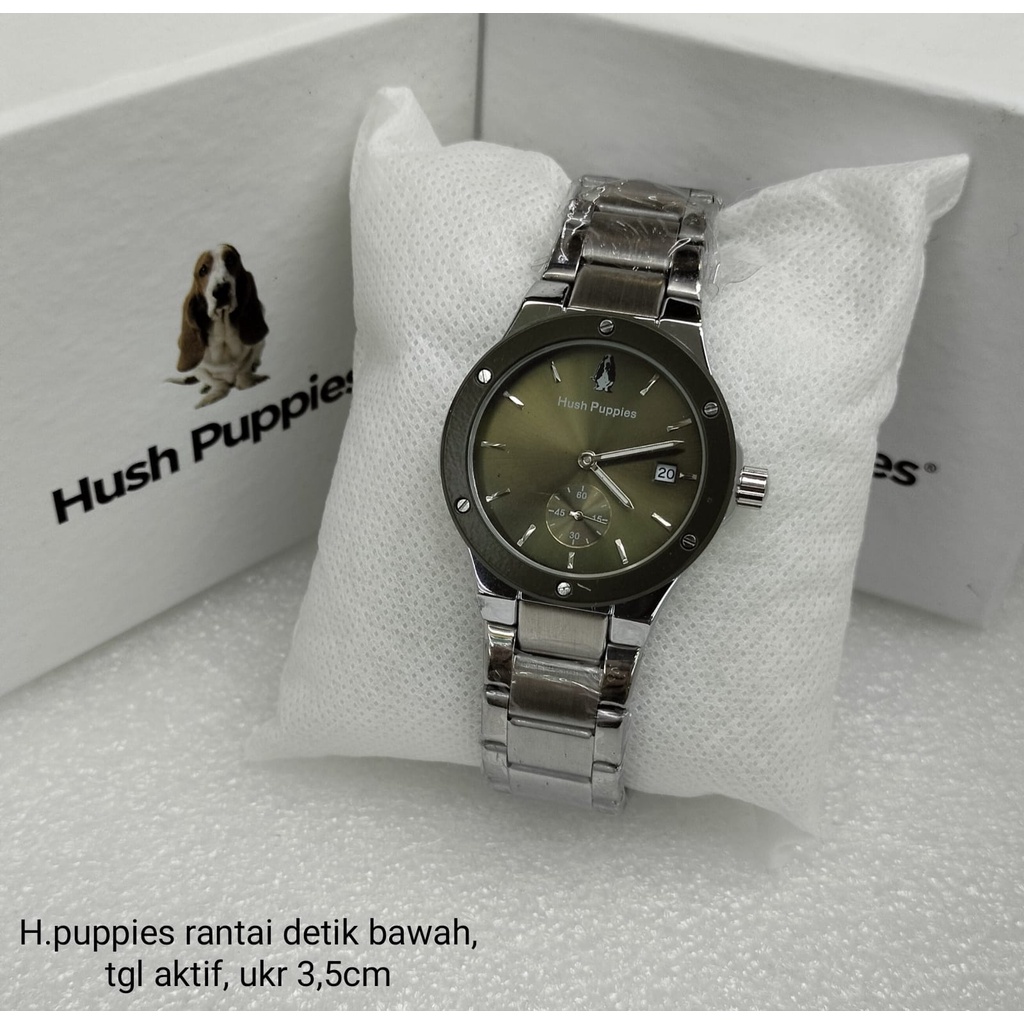 Grosiran Jam Tangan Wanita Hush Puppies 3100LI Analog Strap Stainless Steel Tanggal Aktif Free Box Jam Tangan