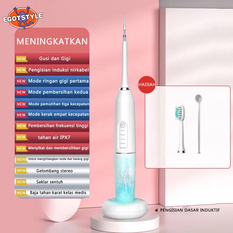 ☆Batasi diskon☆ Sonic Sikat Gigi Elektrik Electric Toothbrush Dental Scaling Pembersih Karang Gigi Sonic Electric Toothbrush Sikat Gigi Elektrik SET Waterproof IPX7