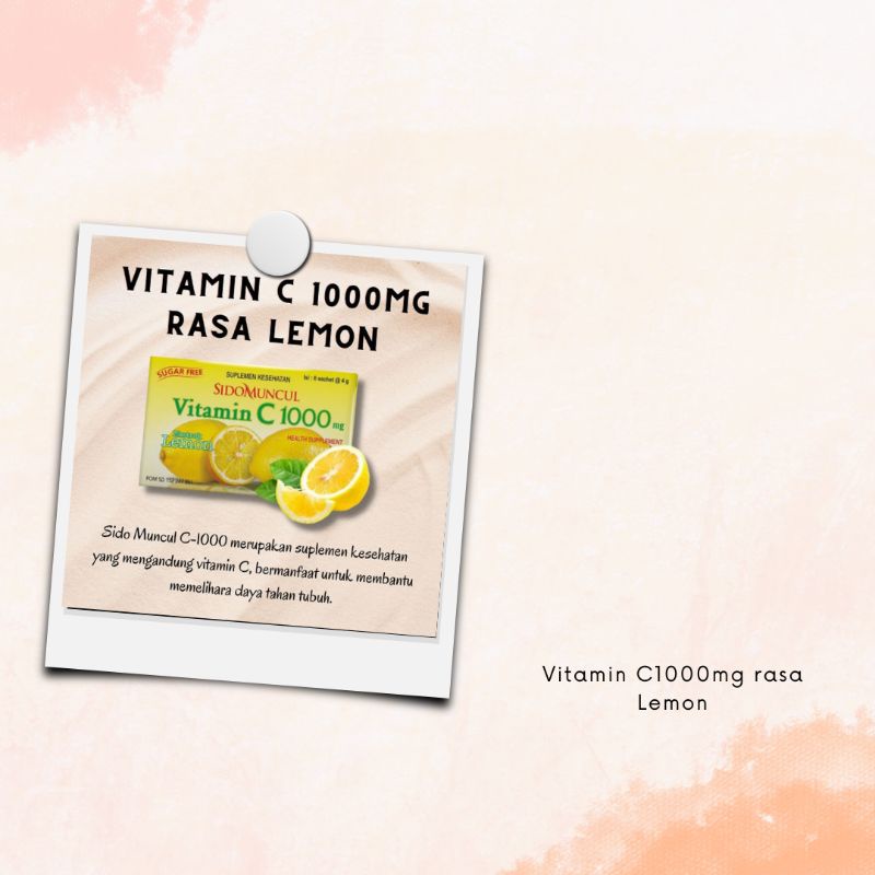 

Sidomuncul Vitamin C 1000 mg Serbuk isi 6 sachet / Meningkatkan daya tahan tubuh