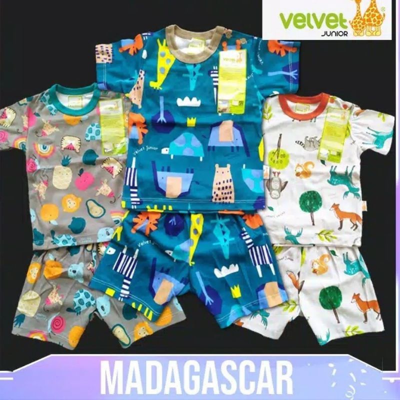 ECER!! VELVET Setelan Bayi Lengan Pendek SNI Kancing Pundak Uk. S - XXL