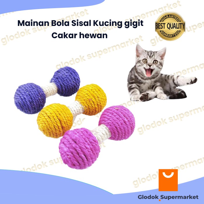 Mainan Bola Sisal Kucing gigit Cakar hewan