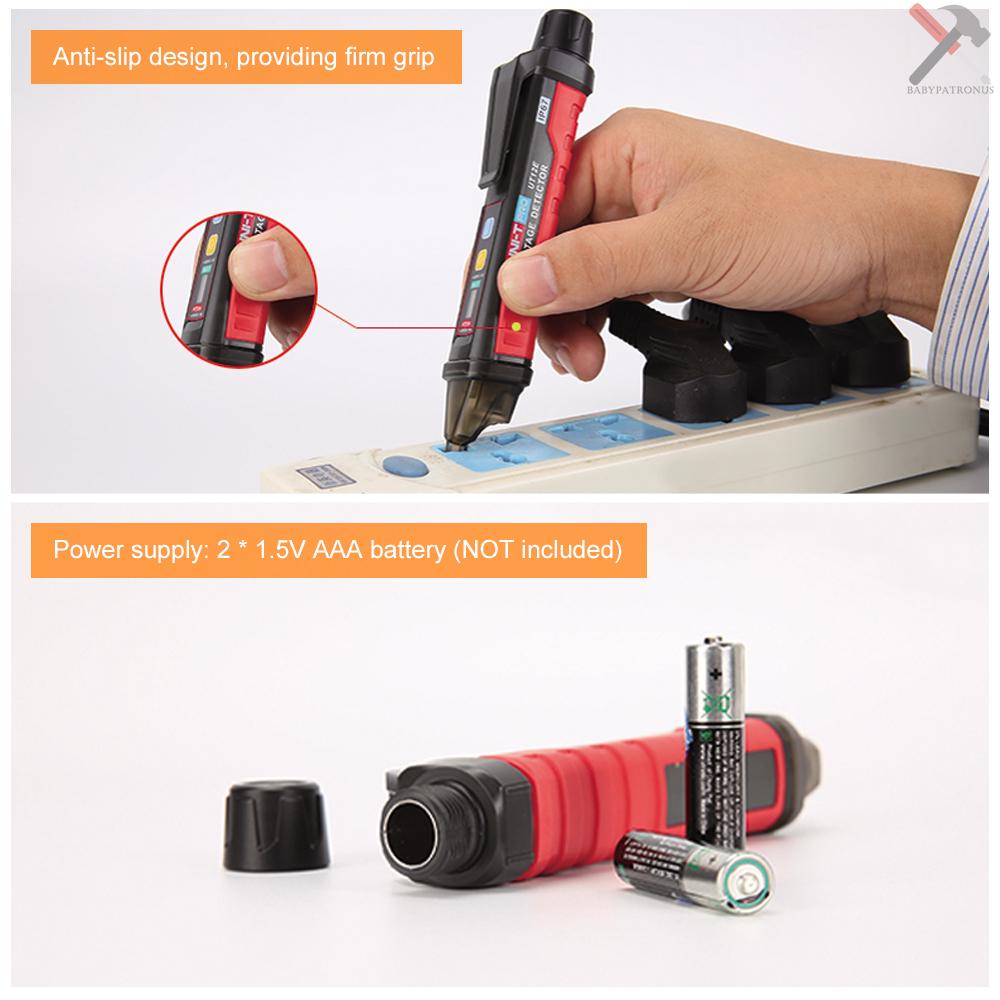 Uni-T Ut12E Tespen Tester Tegangan Listrik Ac 24v-1000v Tanpa Kontak Portable Dengan Lampu Senter Led