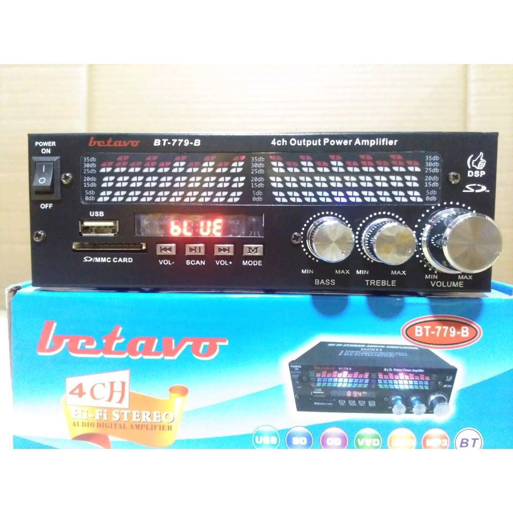 Mini Ampli 4 channel Betavo BT-779B BT779B BT 779B Car Amplifier FM/MP3/USB MMC/BLUETOOTH