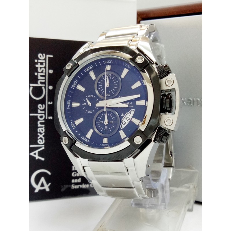 Jam Tangan Pria Alexandre Christie AC 6225 MC SVBL Original Stainless