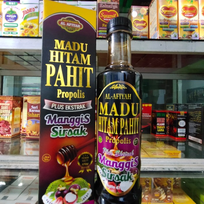 

Madu Hitam al afiyah propolis sirsak manggis 470gr