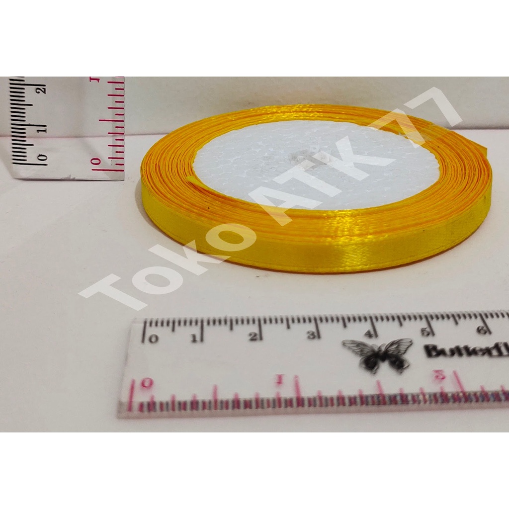 

Pita Kado Kain Satin 0.25" 0,25" 1/4" seperempat inch Kuning READY STOCK