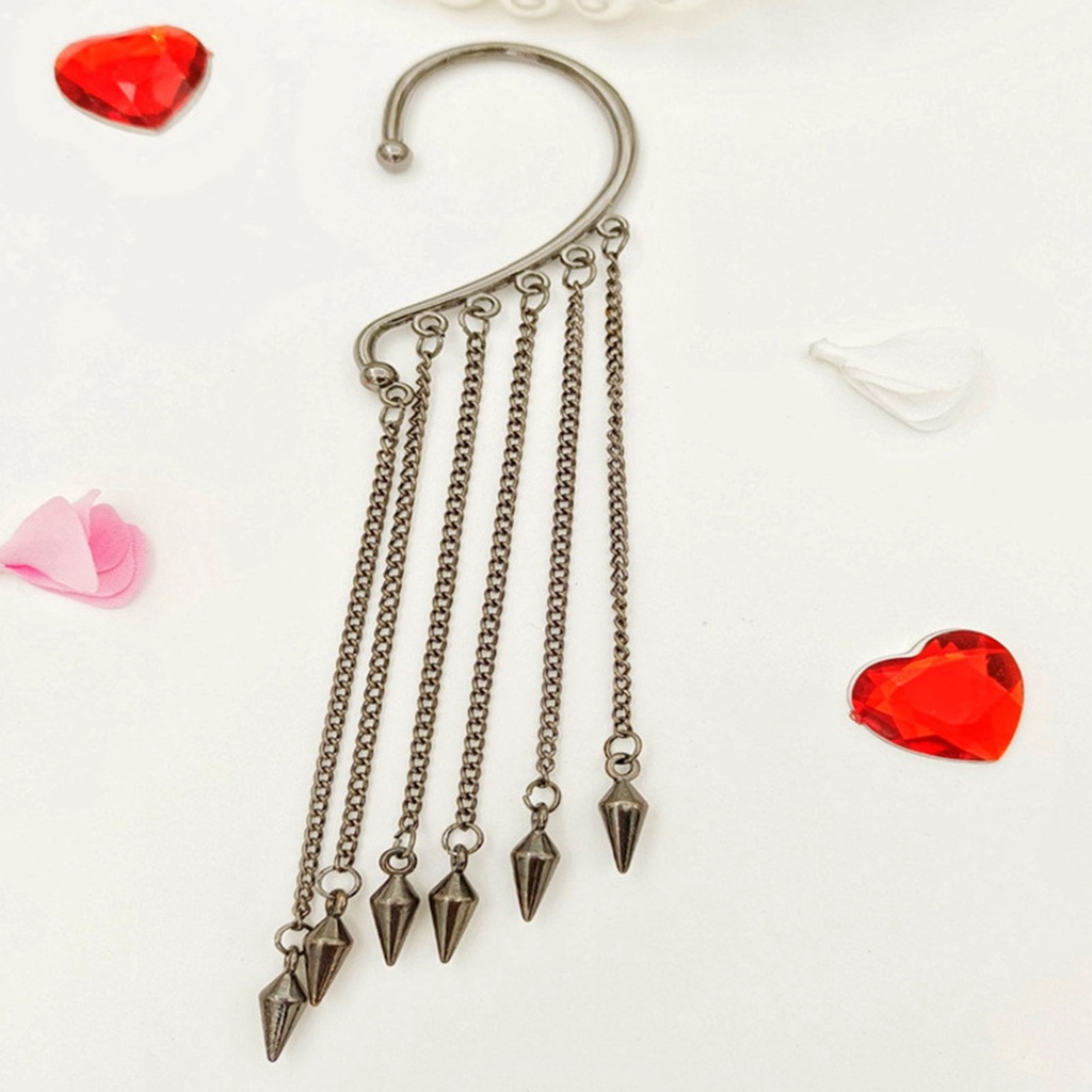 Hu Hu Hu Hu Hu Alat Bantu Pasang Kacamata♡ 1pc Anting Klip Tanpa Tindik Model Rumbai Panjang Untuk Wanita