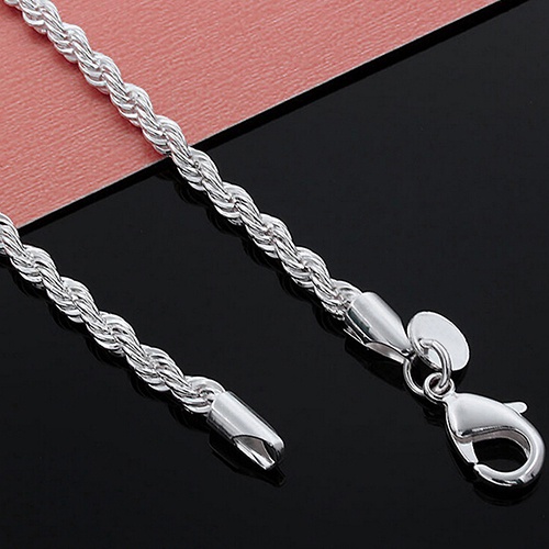 Hu Hu Hu Hu Hu Alat Bantu Pasang Kacamata♡ Kalung Rantai Sterling Silver 925 Model Twist Untuk Pria Dan Wanita