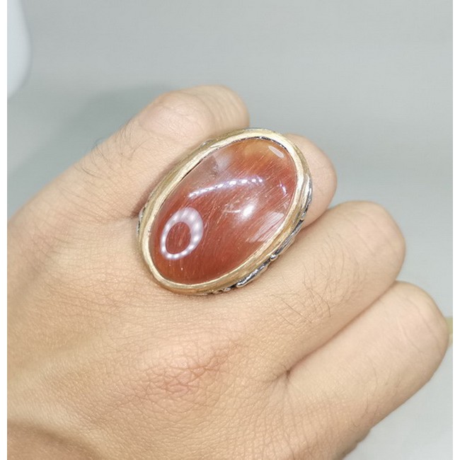 Batu Cincin Akik Asli Kecubung Rambut Emas Original Alam