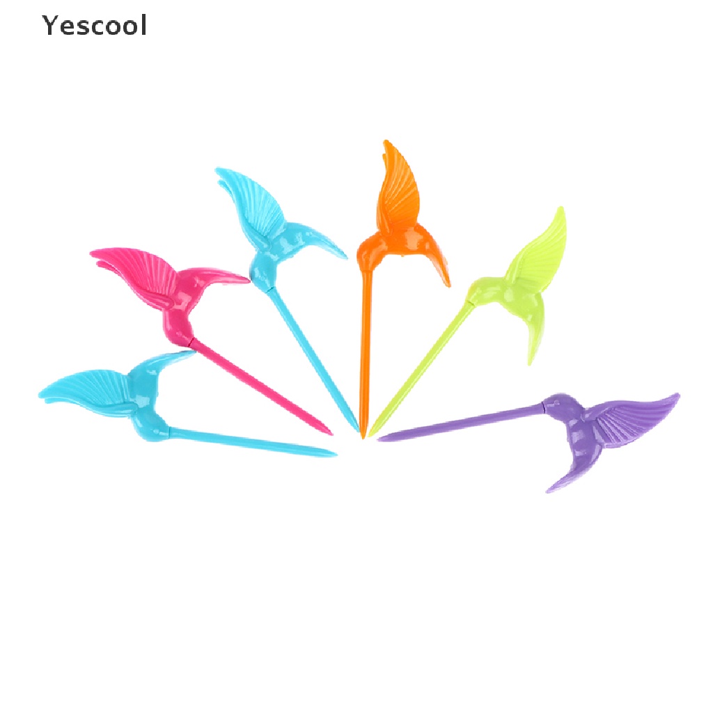 Yescool 1 Set Garpu Buah / Sayur / Dessert Bentuk Pohon / Burung Bahan Plastik