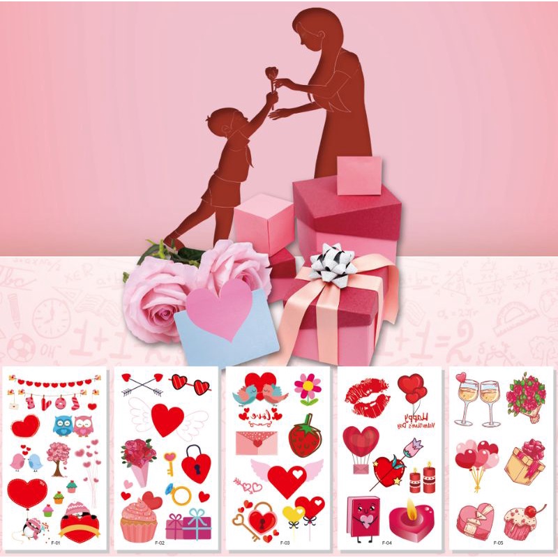 10 Pcs Temporary Tattoo Valentine Day / 10Pcs Temporer Tato Kasih Sayang Tatto Love