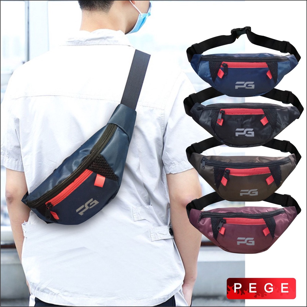 Tas Pinggang Selempang Waistbag Pria Kasual Slingbag Bahu Cowok PG 8887