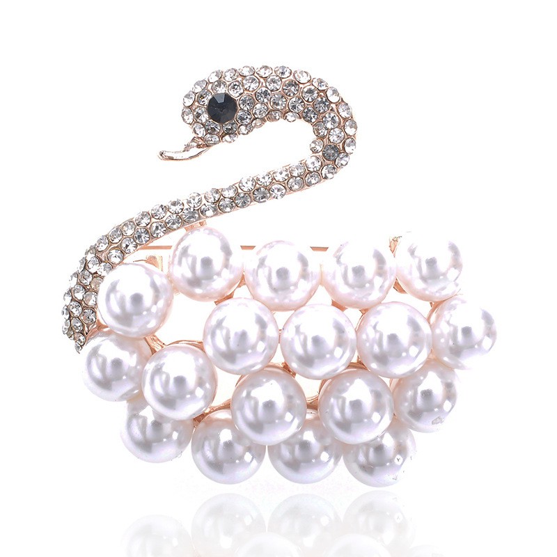 Hot Sale Korea Indah Bros Kristal Swan Bouquet Mutiara Cinta Bros High-end Opal Bunga Busur Bros Mode semua pertandingan Aksesoris-19#