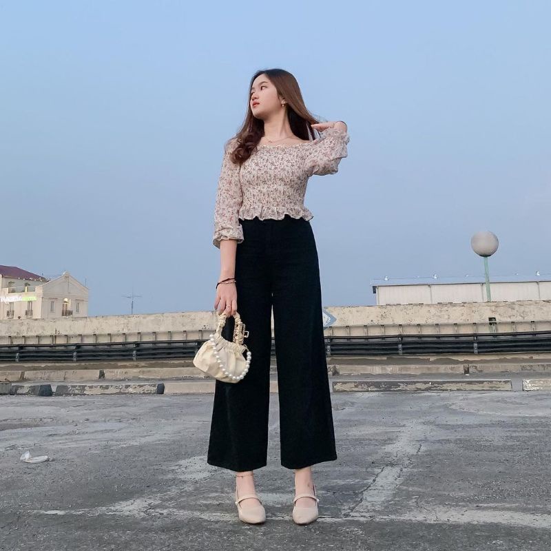 Cullotes Mozza Kulot Linen Highwaist Celana Remaja Wanita Korean Style Kekinian Terlaris