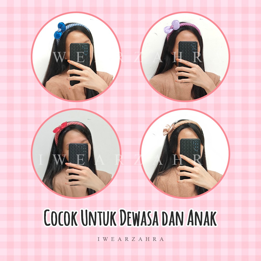 BANDO KOTAK PITA - Korea Gingham Bandana Aksesoris Rambut Murah Headband Kitty Anak Bayi Motif