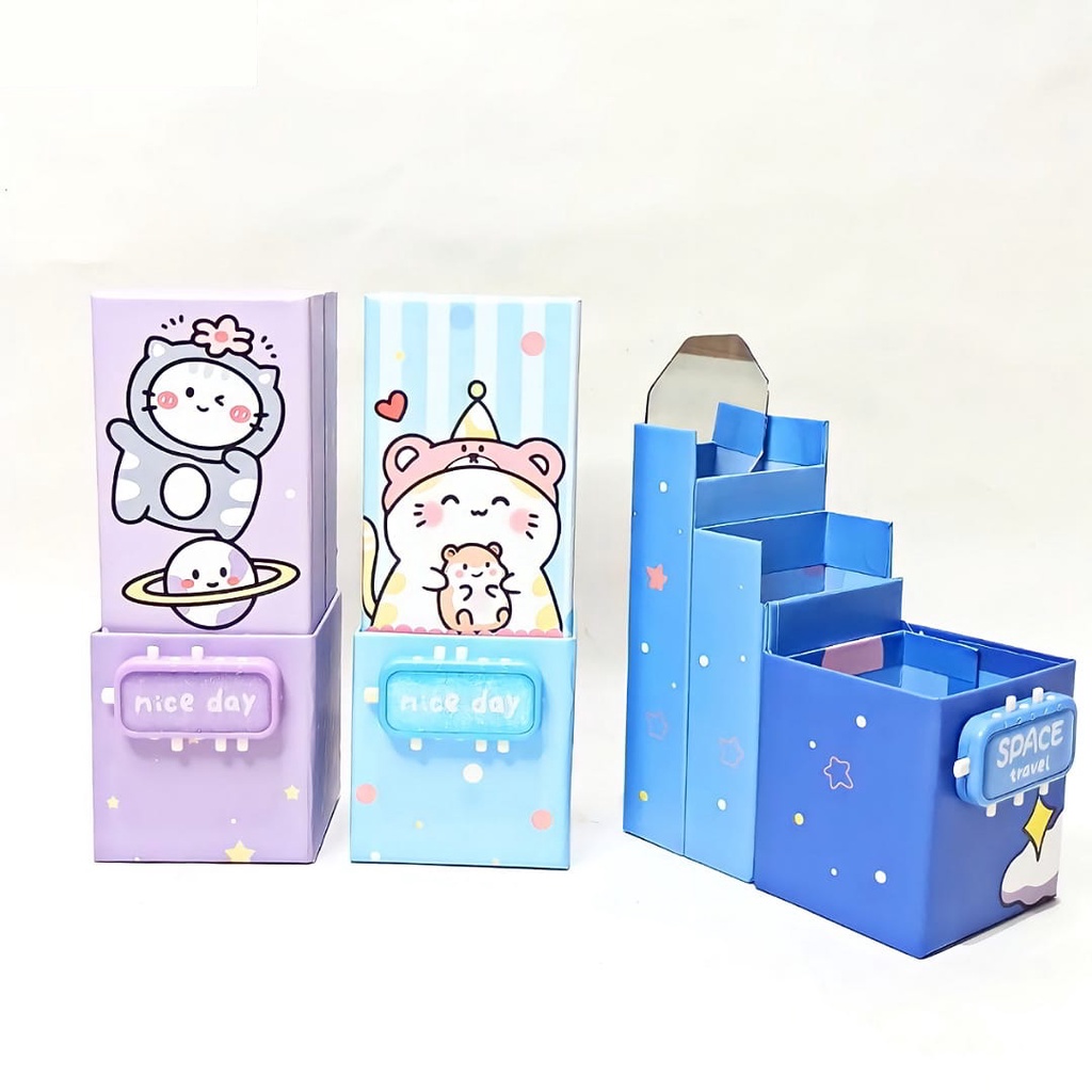 

Kotak Pensil Karton + Cermin + Pin/Kotak Pensil Berdiri/Kotak Pensil Kode/Kotak Pensil Pin