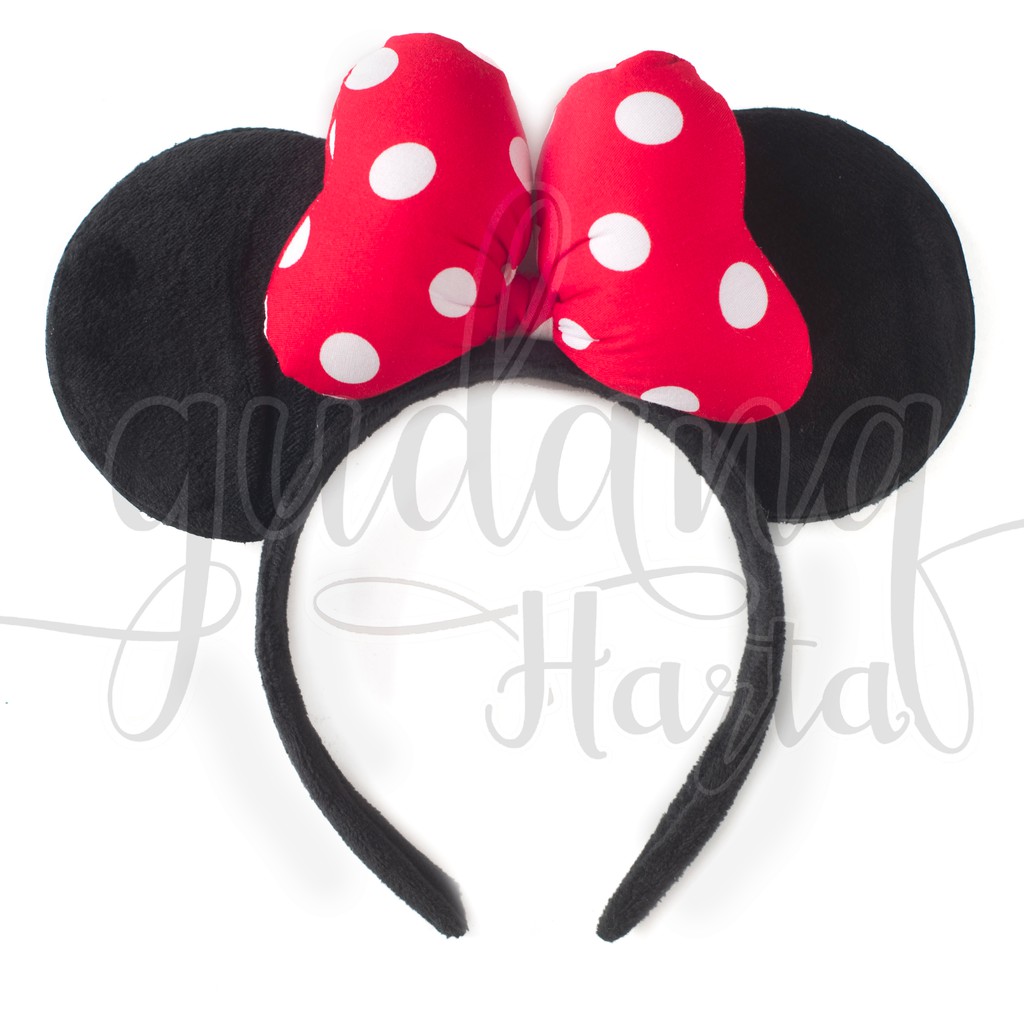 Bando Red Ribbon Polkadot Lucu Pita Merah Karakter Tikus Mouse Unik Bandana Anak GH 201950