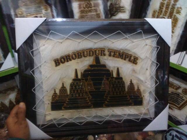 TERMURAH! Lukisan Candi Borobudur Bahan Kulit Kambing ASLI Kode 020 - souvenir jogja