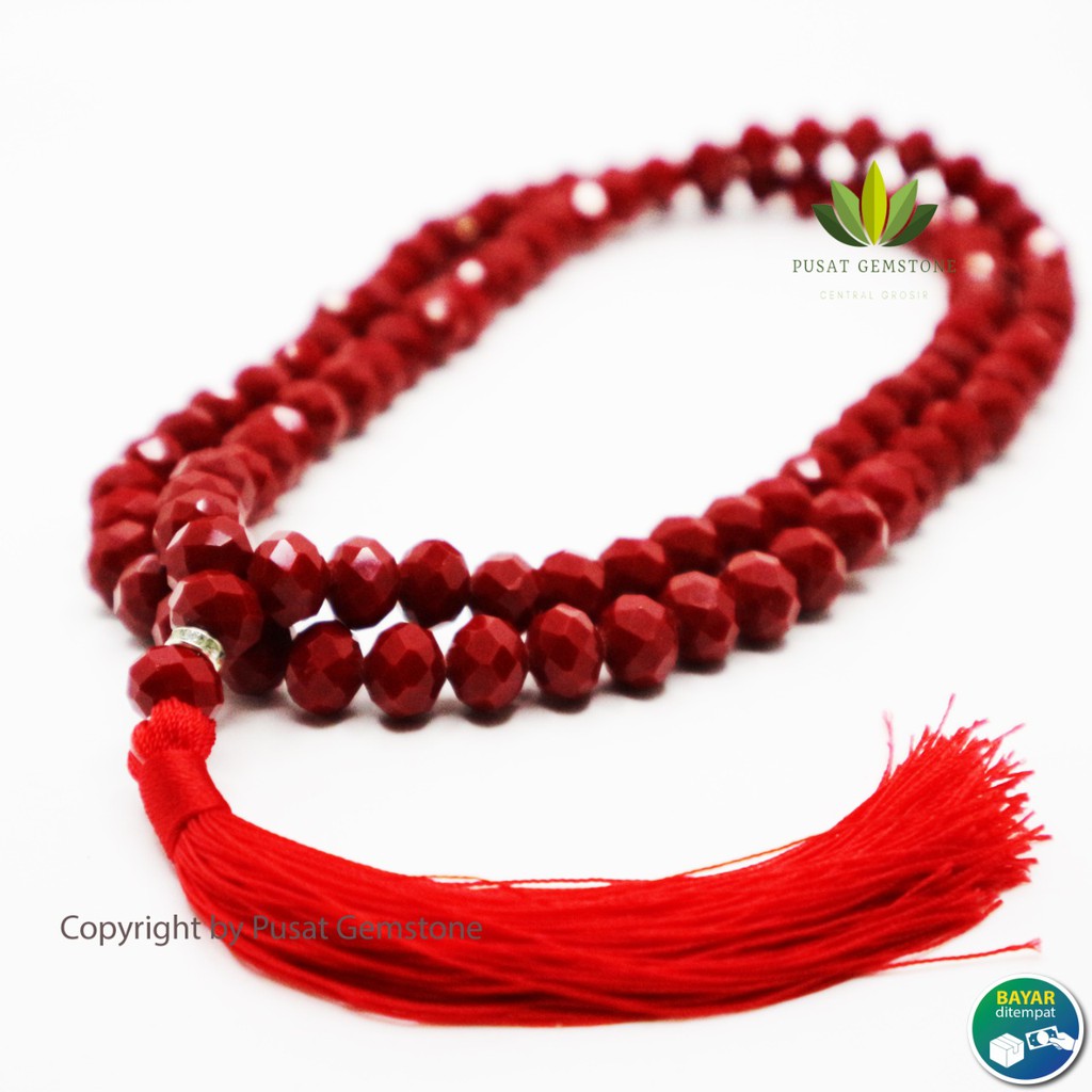 Tasbih Batu Kristal Red Marjan 99 Butir Grade A