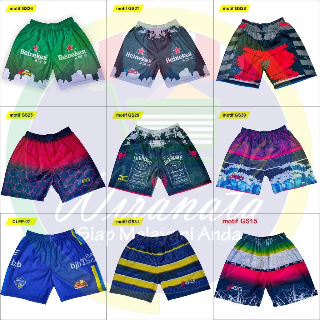celana voli fullprinting kolor poly voly volley bahan tebal celana pendek pria celana wanita