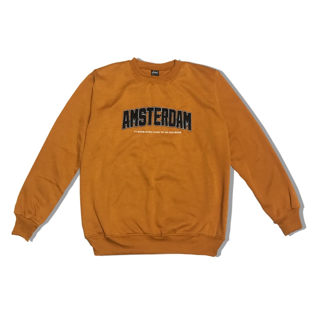 Crewneck Amsterdam Camel Full Bordir Original Ashall