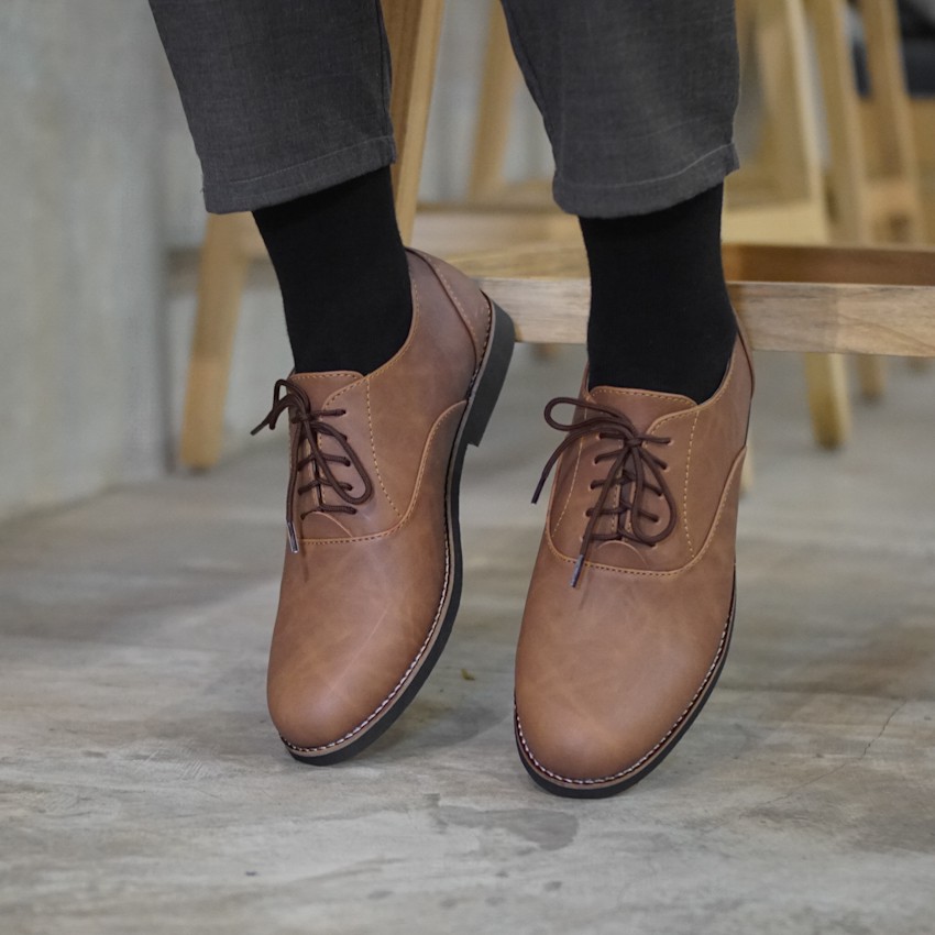 Dembble Brown | 39-45 | Sepatu Pantofel Kerja Kantor Kuliah Pria/Men Laces Oxford Footwear | FORIND x Lvnatica