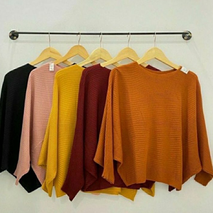 sweater kalong Rajut Oversize / Outer Rajut Wanita Batwing Kekinian / Batwing Rajut All Size Premium