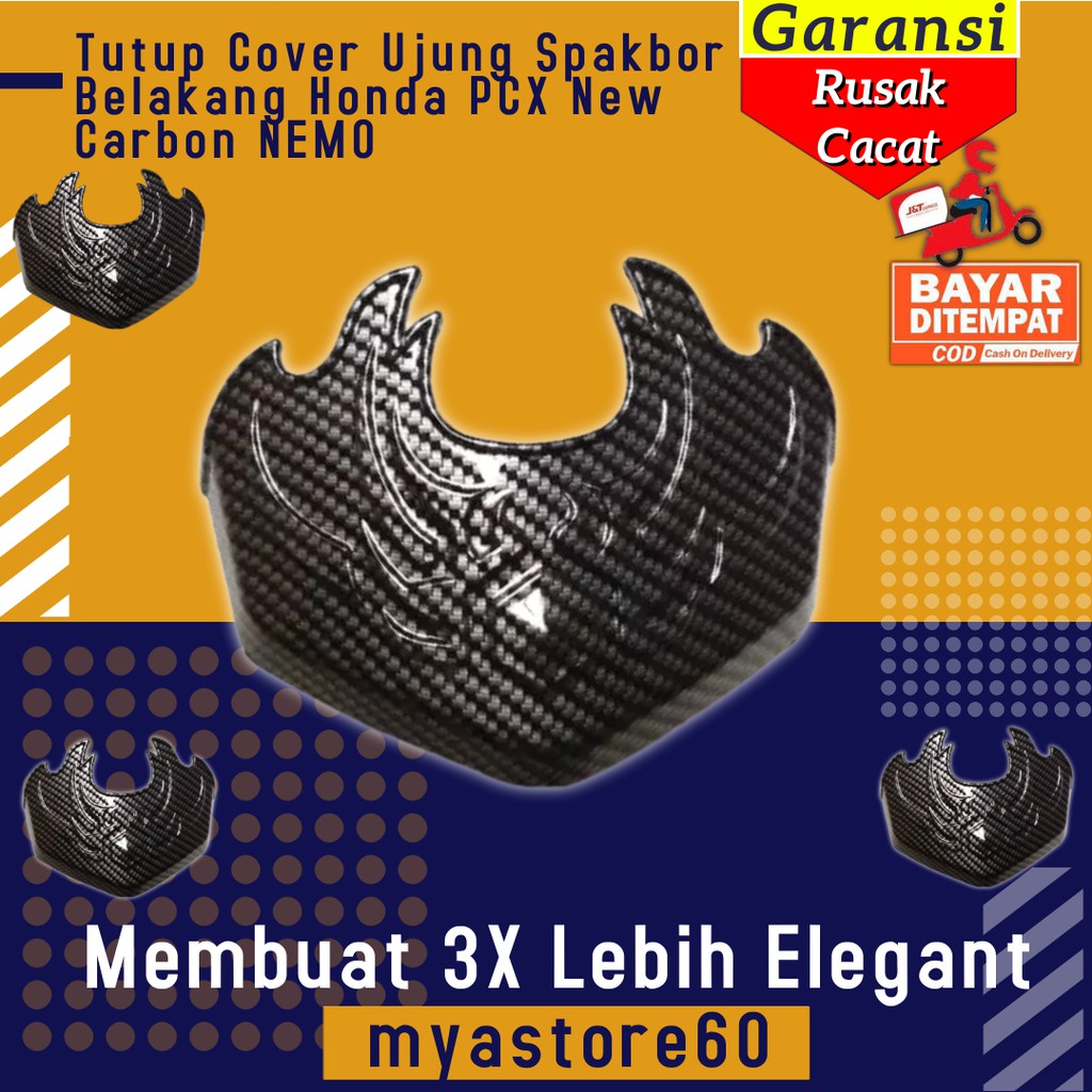 Tutup Cover Ujung Spakbor Belakang Honda PCX New Carbon NEMO AKsesoris Variasi Sparepart Honda Pcx