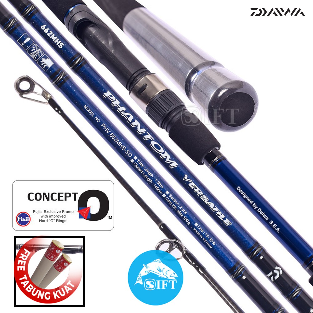 Joran Daiwa PHANTOM VERSATILE | Full Fuji | 180 195 210 | Popping Casting Laut Resmi