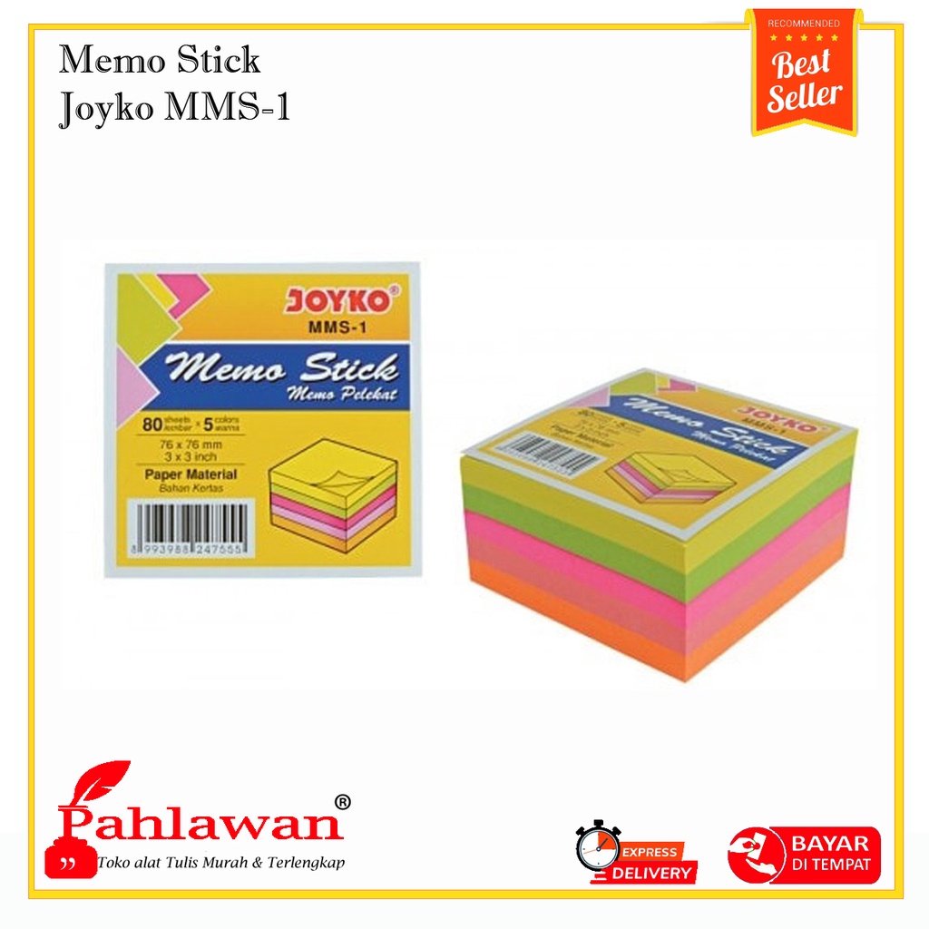 

Joyko Memo Stick Kertas Pembatas Buku Warna Warni 80 lembar / atk / pensil / pulpen / spidol / snowm