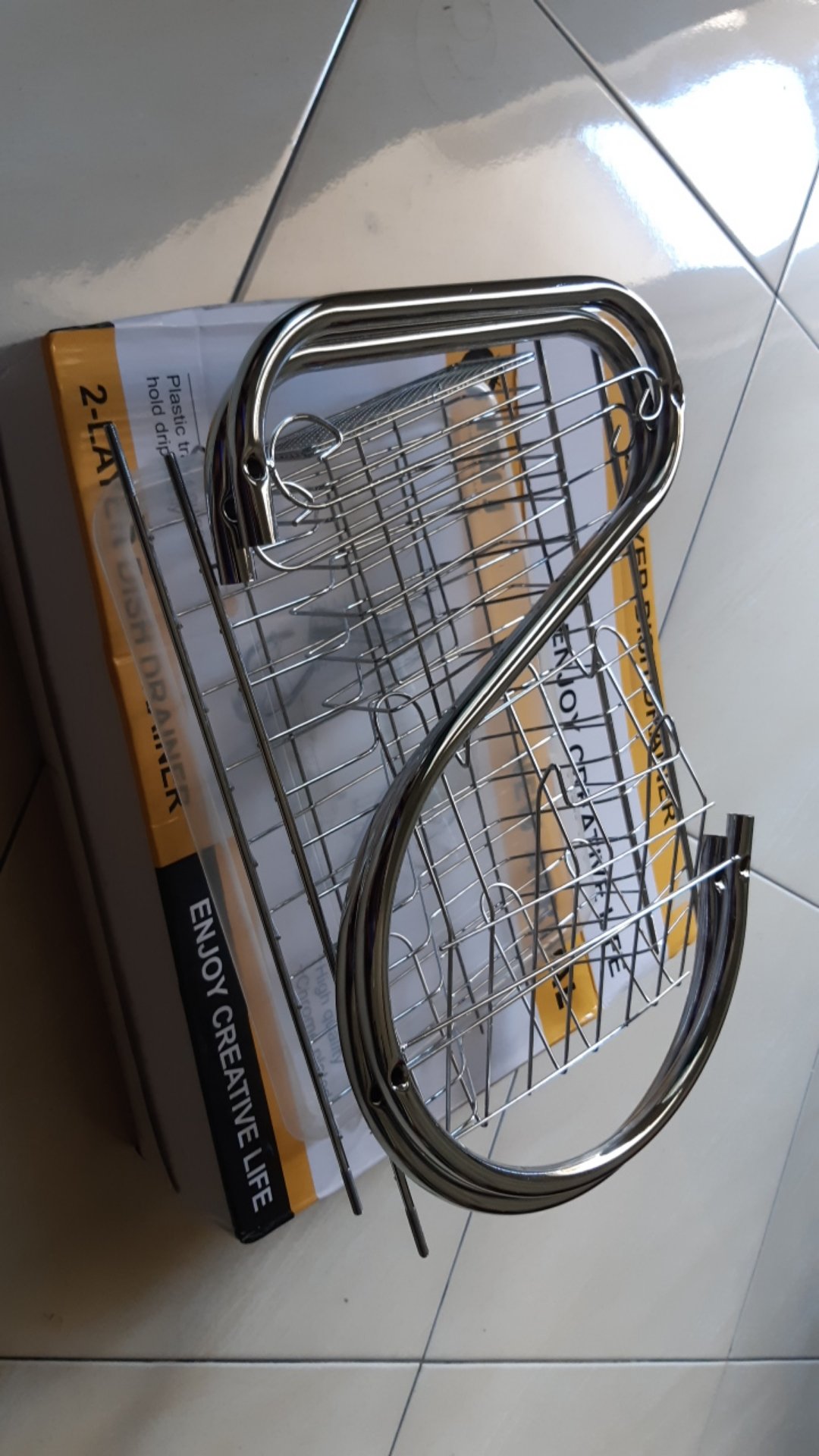 Rak Piring Stainless Minimalis 2 Susun Tingkat Peralatan Dapur Bahan Kuat