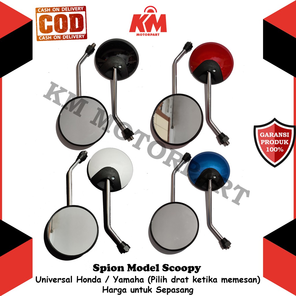 Kaca Spion Scoopy Variasi Universal Honda dan Yamaha Cocok ke Beat Vario Mio Lexi NMax Aerox Supra