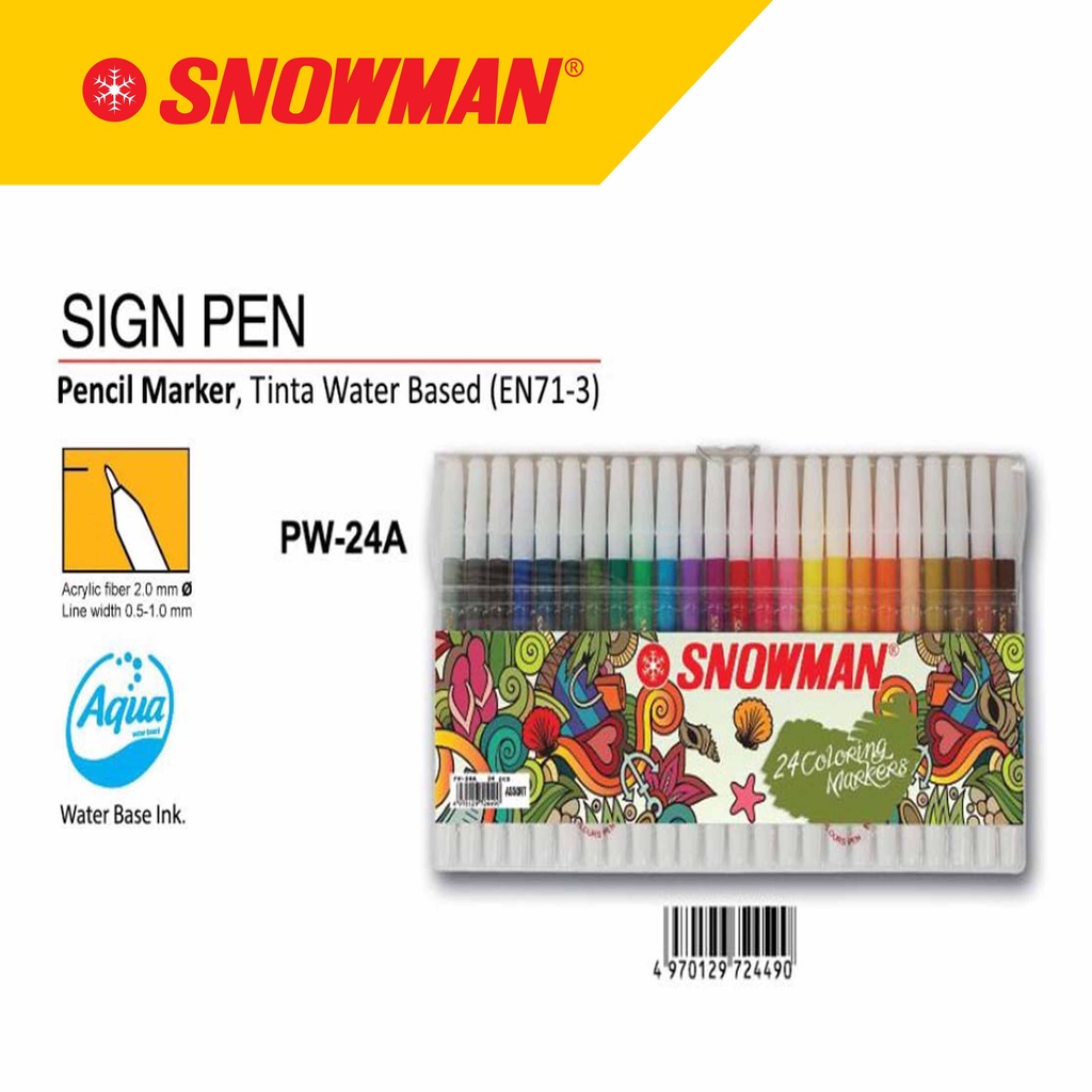 

Snowman Sign Pen Spidol Kecil Set 24 Warna PW-24A