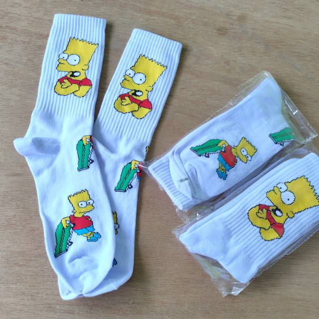 Kaos Kaki Sekolah Sport Motif The Simpson SMP SMA Kauskaki oldschool skate putih keren remaja cowok