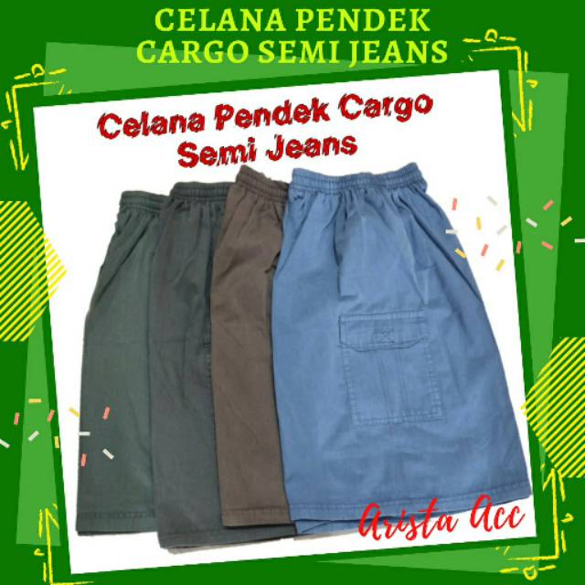 Celana Pendek Cargo Kolor / Celana Santai Bahan Semi Jeans Tebal Adem Ukuran Allsize Standar Dewasa