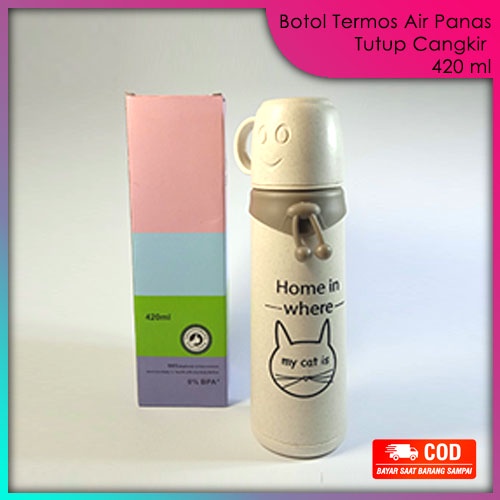 Botol Minum Termos Air Panas Kecil Vacuum Tutup Cangkir 420 ml