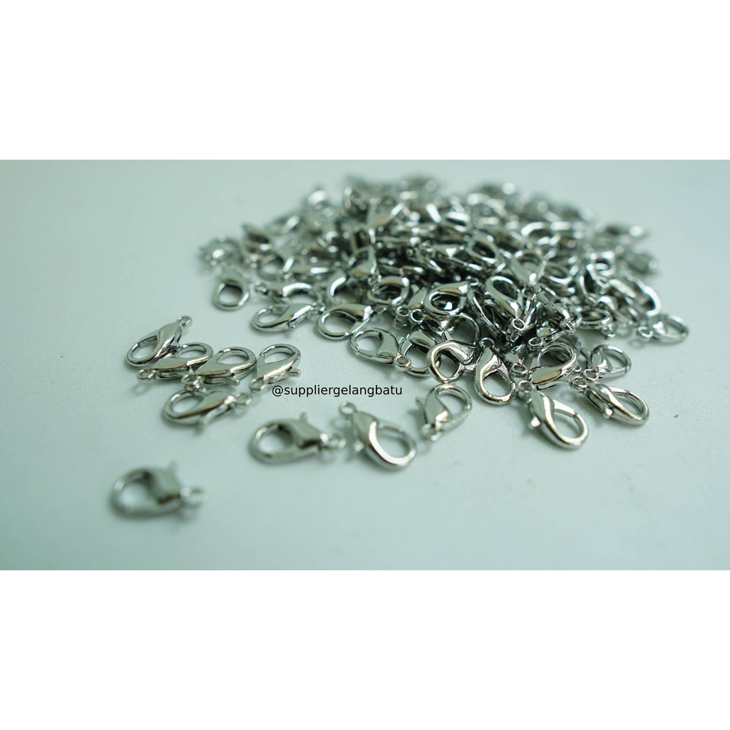 spacer Kait udang / kokot udang 16mm silver kait ujung tali masker