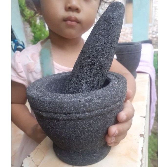 LUMPANG DAN PENUMBUK BATU ALAM MUNTILAN 11CM X 8CM PAJANGAN HOBBY KOLEKSI PERLENGKAPAN DAPUR