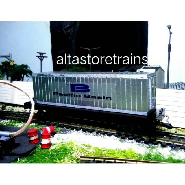 Miniatur Kereta api gerbong datar + kontainer