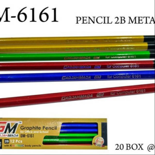 

12 Pcs Pensil Kayu GM 6161 Metalik /Animasi 2B