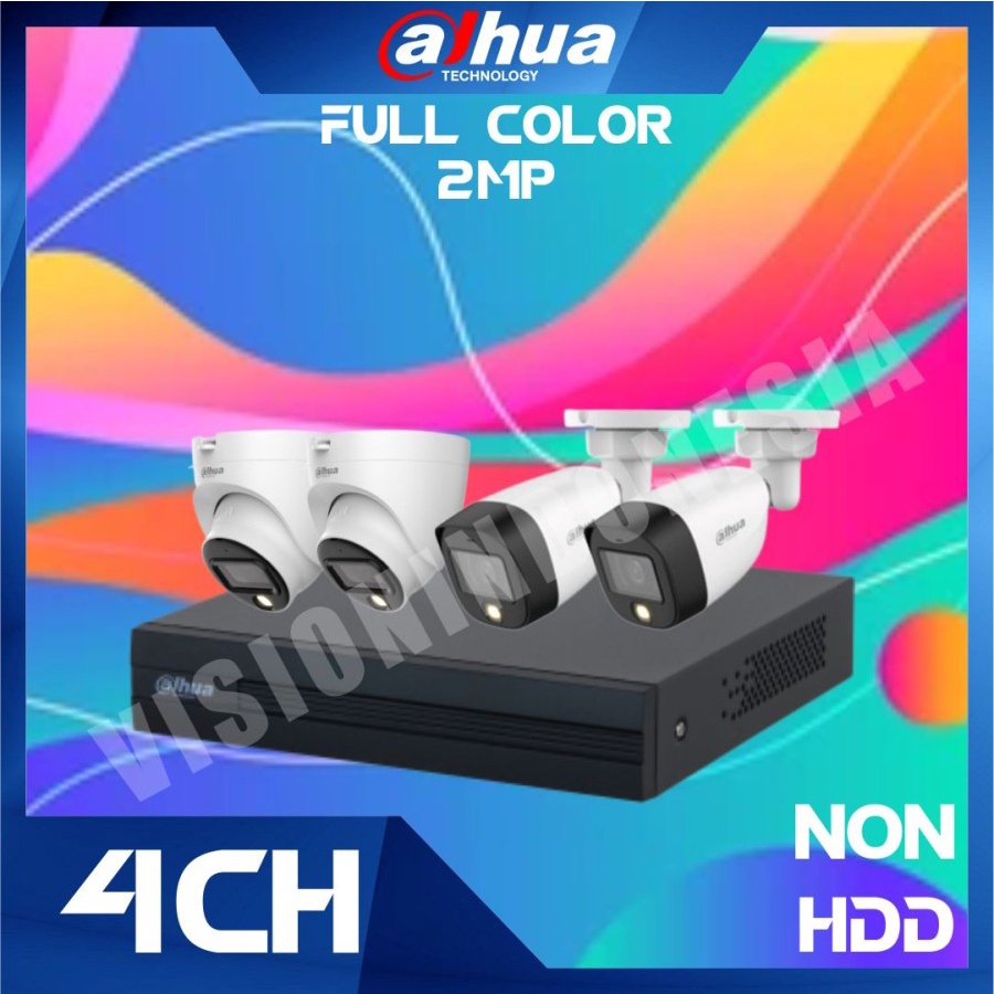 PAKET CCTV DAHUA 2MP COLORVU 4 KAMERA TANPA HDD SIAP PASANG