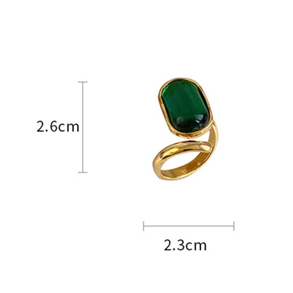 Mxbeauty Pembukaan Cincin Indah Hadiah Pernikahan Warna Emas Imitasi Permata Oval Geometris Gaya Korea