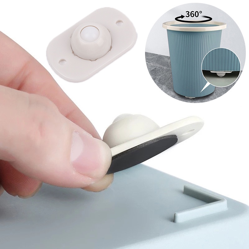 4pcs Universal  Punch-free Self Adhesive 360°rotating Pulleys for Cabinet ，Furniture，Storage Box， Trash