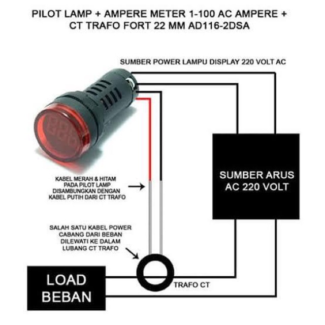 22mm Pilot lamp panel led ampere &amp; voltmeter ac 12v-220v
